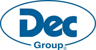 Logo DEC Group – identyfikacja wizualna firmy na materiale marketingowym Logo DEC Group – identyfikacja wizualna firmy na materiale marketingowym